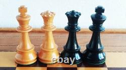 Échecs ancien type Hastings, France, 1900's King 90mm + coffret échiquier/back