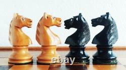 Échecs ancien type Hastings, France, 1900's King 90mm + coffret échiquier/back