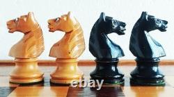 Échecs ancien type Hastings, France, 1900's King 90mm + coffret échiquier/back