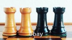 Échecs ancien type Hastings, France, 1900's King 90mm + coffret échiquier/back