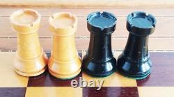 Échecs ancien type Hastings, France, 1900's King 90mm + coffret échiquier/back