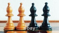 Échecs ancien type Hastings, France, 1900's King 90mm + coffret échiquier/back