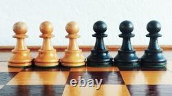 Échecs ancien type Hastings, France, 1900's King 90mm + coffret échiquier/back