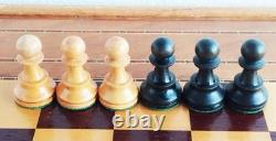 Échecs ancien type Hastings, France, 1900's King 90mm + coffret échiquier/back