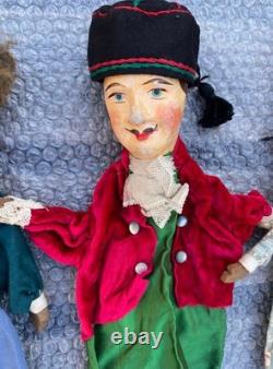 GUIGNOL bel ensemble Marionnettes à enfiler époque 1900 sortie grenier