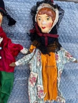 GUIGNOL bel ensemble Marionnettes à enfiler époque 1900 sortie grenier