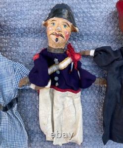 GUIGNOL bel ensemble Marionnettes à enfiler époque 1900 sortie grenier