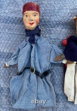 GUIGNOL bel ensemble Marionnettes à enfiler époque 1900 sortie grenier