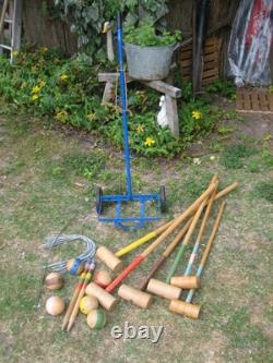 Grand Jeu de Croquet Ancien Jardin Plein air 6 Joueurs vintage