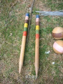 Grand Jeu de Croquet Ancien Jardin Plein air 6 Joueurs vintage