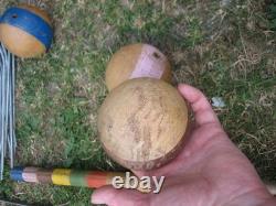 Grand Jeu de Croquet Ancien Jardin Plein air 6 Joueurs vintage