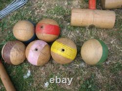 Grand Jeu de Croquet Ancien Jardin Plein air 6 Joueurs vintage