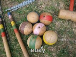 Grand Jeu de Croquet Ancien Jardin Plein air 6 Joueurs vintage