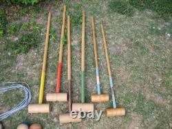 Grand Jeu de Croquet Ancien Jardin Plein air 6 Joueurs vintage
