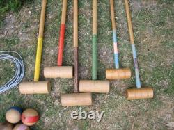 Grand Jeu de Croquet Ancien Jardin Plein air 6 Joueurs vintage