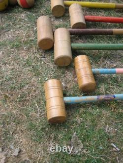 Grand Jeu de Croquet Ancien Jardin Plein air 6 Joueurs vintage