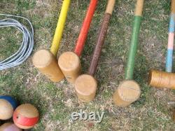 Grand Jeu de Croquet Ancien Jardin Plein air 6 Joueurs vintage