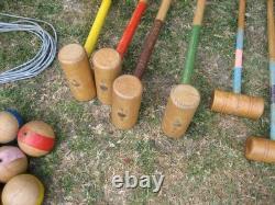 Grand Jeu de Croquet Ancien Jardin Plein air 6 Joueurs vintage