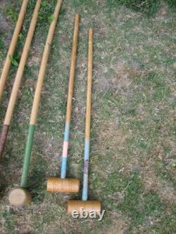 Grand Jeu de Croquet Ancien Jardin Plein air 6 Joueurs vintage