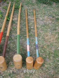 Grand Jeu de Croquet Ancien Jardin Plein air 6 Joueurs vintage