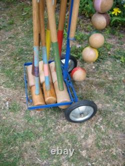 Grand Jeu de Croquet Ancien Jardin Plein air 6 Joueurs vintage