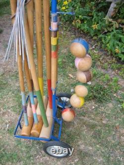 Grand Jeu de Croquet Ancien Jardin Plein air 6 Joueurs vintage