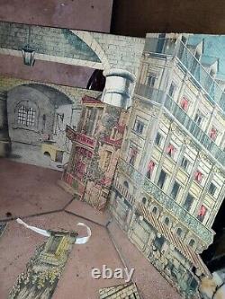 Gros lot de theatre de papier décors ancien cartons c. 1900 salon
