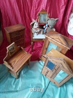 Ideal Noël 5 Meubles Jouets anciens 2 armoires +2 coiffeuses +meuble tiroirs