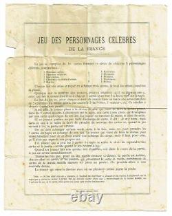 JEU des PERSONNAGES CELEBRES de la FRANCE vers 1900 / jeu ancien antique game