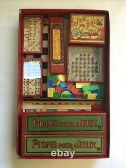 JJ PARIS Ancien COFFRET DE JEUX 1900 Imprimerie ÉPINAL Nain Jaune Domino Loto
