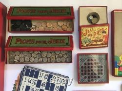 JJ PARIS Ancien COFFRET DE JEUX 1900 Imprimerie ÉPINAL Nain Jaune Domino Loto