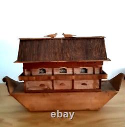 JOUET ANCIEN C1850 Arche de Noe Allemagne Erzgebirge Noah's Ark 60 animals