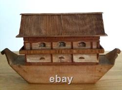 JOUET ANCIEN C1850 Arche de Noe Allemagne Erzgebirge Noah's Ark 60 animals