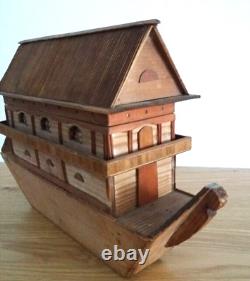 JOUET ANCIEN C1850 Arche de Noe Allemagne Erzgebirge Noah's Ark 60 animals