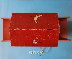 JOUET ANCIEN DE PLANCHER EN BOIS DECORE ARCHE DE NOE AVEC 11 ANIMAUX 1937's