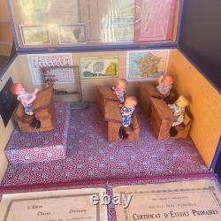 JOUET ANCIEN MAISON D'ECOLE EN COFFRET BOIS NK ATLAS PARIS FRANCE 1920's