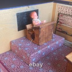 JOUET ANCIEN MAISON D'ECOLE EN COFFRET BOIS NK ATLAS PARIS FRANCE 1920's