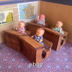 JOUET ANCIEN MAISON D'ECOLE EN COFFRET BOIS NK ATLAS PARIS FRANCE 1920's