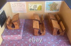 JOUET ANCIEN MAISON D'ECOLE EN COFFRET BOIS NK ATLAS PARIS FRANCE 1920's