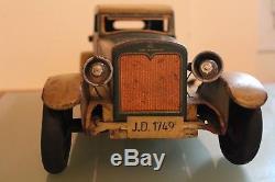 JOUET ancien TÔLE DISTLER Cabriolet Mécanique Long. 45 cm éclairage Années 1935