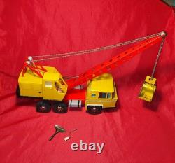 JOUSTRA Grand Camion Grue Réf. 653 Ancien Jouet Mécanique Tole Camion Bernard
