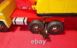 JOUSTRA Grand Camion Grue Réf. 653 Ancien Jouet Mécanique Tole Camion Bernard