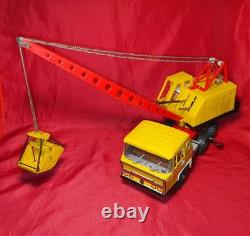 JOUSTRA Grand Camion Grue Réf. 653 Ancien Jouet Mécanique Tole Camion Bernard