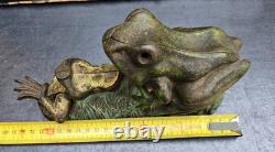 J & E Stevens Ancien Jouet Grenouilles Tirelire Fonte USA Two Frogs Bank 1880