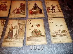 Jeu 32 cartes divinatoire Le livre du Destin Grimaud Paris-Anglais Français 1900