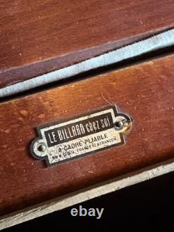 Jeu Ancien Billard De Table À Cadre Pliable Dans Sa Boîte En Bois Années 30