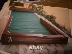 Jeu Ancien Billard De Table À Cadre Pliable Dans Sa Boîte En Bois Années 30