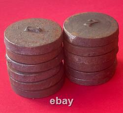 Jeu Ancien De Bistrot D'estaminet 12 Palets En Fonte Numerotes De 1 A 12