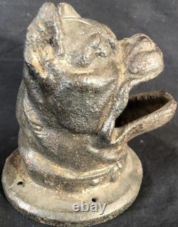 Jeu Du Tonneau De La Grenouille 1900 Rare Tête De Bouledogue Fonte