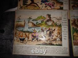 Jeu ancien Le voyage merveilleux de Jobard et Jocrisse 11 planches -Lion- 1870